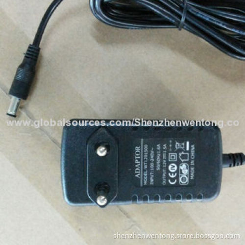 12V 1.5A AC/DC Adapter with EU Plug, Pass EMC/LVD Testing